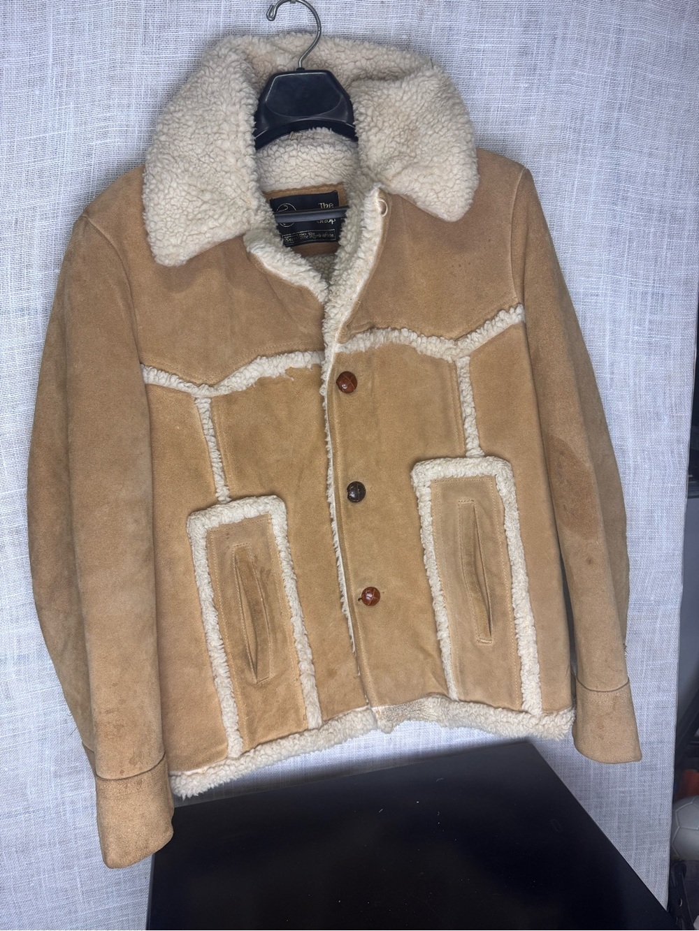 Men's Suede Tan Shearling-Lined Bomber Jacket